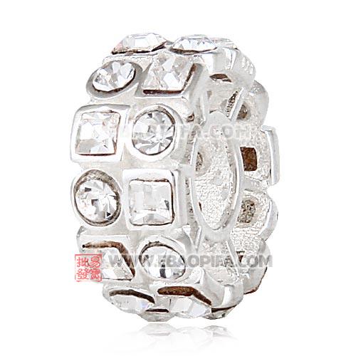 镶方形钻圆珠子 厂家直销欧洲大牌925纯银镶进口奥地利白色水钻珠子