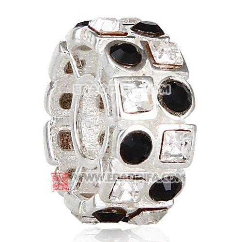 镶方形钻圆珠子 厂家直销欧洲大牌925纯银镶进口奥地利黑色水钻珠子