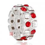 镶方形钻圆珠子 厂家直销欧洲大牌925纯银镶进口奥地利浅红色水钻珠子