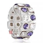 镶方形钻圆珠子 厂家直销欧洲大牌925纯银镶进口奥地利藕荷紫色水钻珠子