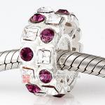 镶方形钻圆珠子 厂家直销欧洲大牌925纯银镶进口奥地利紫色水钻珠子