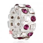 镶方形钻圆珠子 厂家直销欧洲大牌925纯银镶进口奥地利紫色水钻珠子