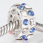 镶方形钻圆珠子 厂家直销欧洲大牌925纯银镶进口奥地利蓝色水钻珠子