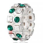 镶方形钻圆珠子 厂家直销欧洲大牌925纯银镶进口奥地利绿色水钻珠子