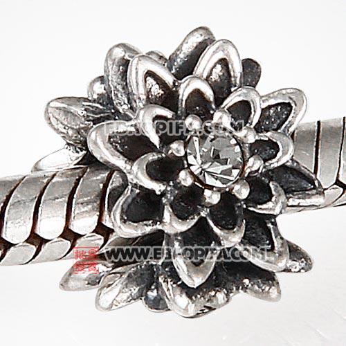 厂家直销三面花朵925纯银珠子进口奥地利黑钻石水钻