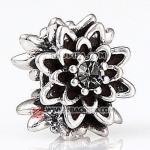厂家直销三面花朵925纯银珠子进口奥地利黑钻石水钻