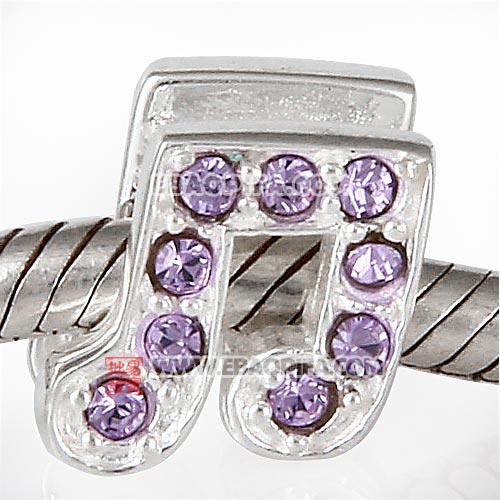 紫奥钻音符珠子 音符珠子925纯银镶奥地利进口紫罗兰水钻