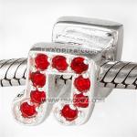 红色奥钻音符珠子 音符珠子925纯银镶奥地利进口浅红水钻