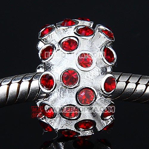 红色奥钻圆形珠子 现货批发925纯银珠子奥地利进口红色水钻