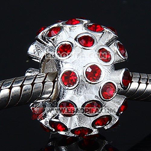 红色奥钻圆形珠子 现货批发925纯银珠子奥地利进口红色水钻