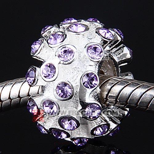 紫罗兰奥钻圆形珠子 现货批发925纯银珠子奥地利进口紫罗兰水钻