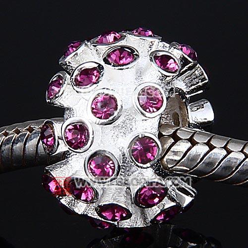 紫色奥钻圆形珠子 现货批发925纯银珠子奥地利进口紫色水钻