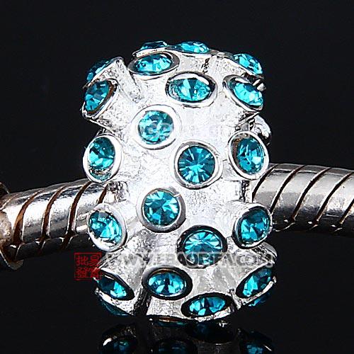 蓝锆石奥钻圆形珠子 现货批发925纯银珠子奥地利进口蓝锆石水钻