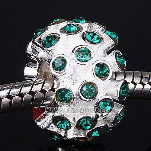 绿色奥钻圆形珠子 现货批发925纯银珠子奥地利进口绿色水钻