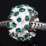 绿色奥钻圆形珠子 现货批发925纯银珠子奥地利进口绿色水钻