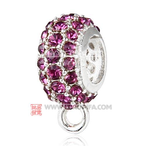 厂家现货批发三排紫色钻925纯银珠子