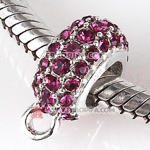 厂家现货批发三排紫色钻925纯银珠子