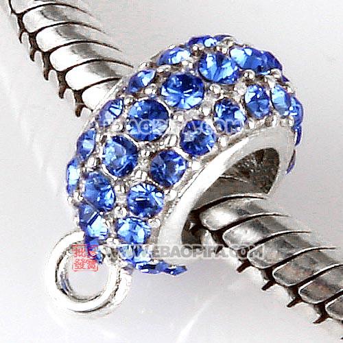 厂家现货批发三排蓝色钻925纯银珠子