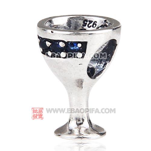 高脚鸡尾酒杯925纯银珠子 厂家直销生产批发 欧美大牌饰品
