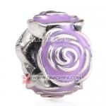 紫色玫瑰花925纯银珠子
