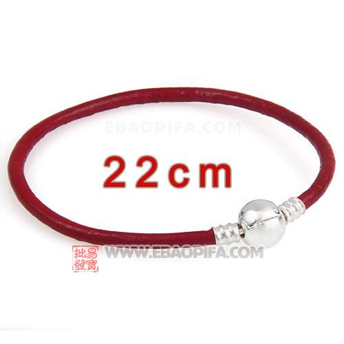 红色22cm牛皮绳手链