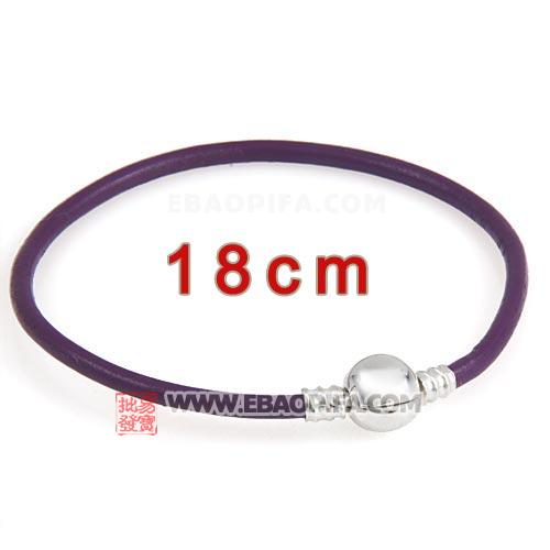 紫色18cm牛皮绳手链
