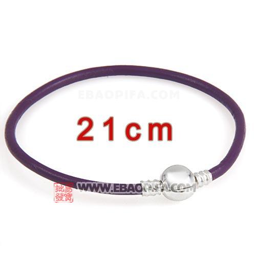 紫色21cm牛皮绳手链