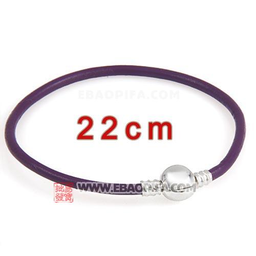 紫色22cm牛皮绳手链