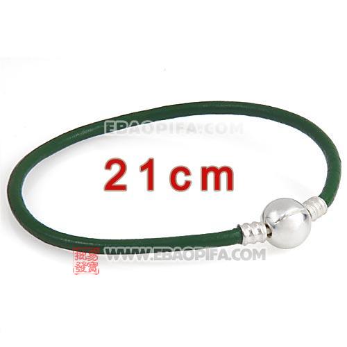 绿色21cm牛皮绳手链