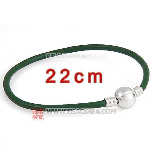 绿色22cm牛皮绳手链