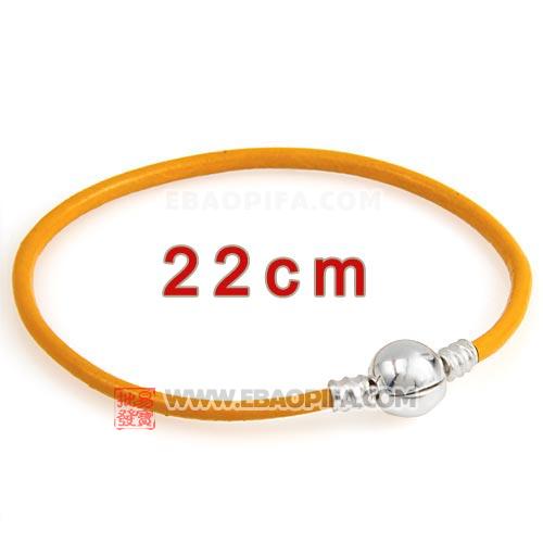 黄色22cm牛皮绳手链