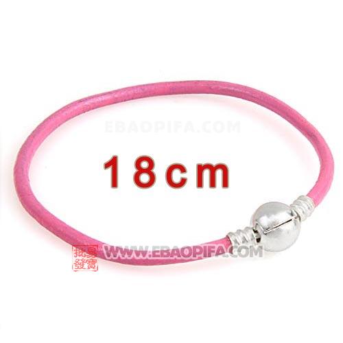 粉色18cm牛皮绳手链