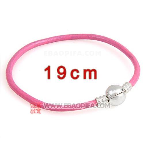 粉色19cm牛皮绳手链