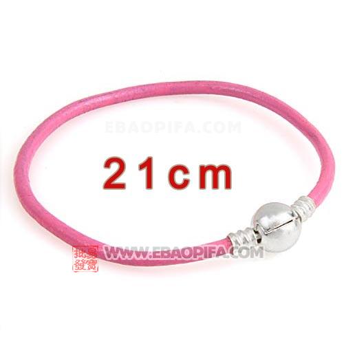 粉色21cm牛皮绳手链