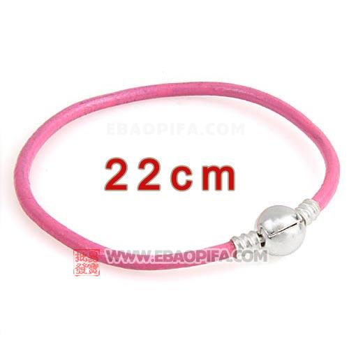 粉色22cm牛皮绳手链