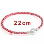 粉红色22cm进口皮绳手链