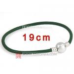 绿色19cm牛皮绳圆形925纯银扣头手链批发 厂家直供销售