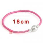 粉色18cm牛皮绳手链