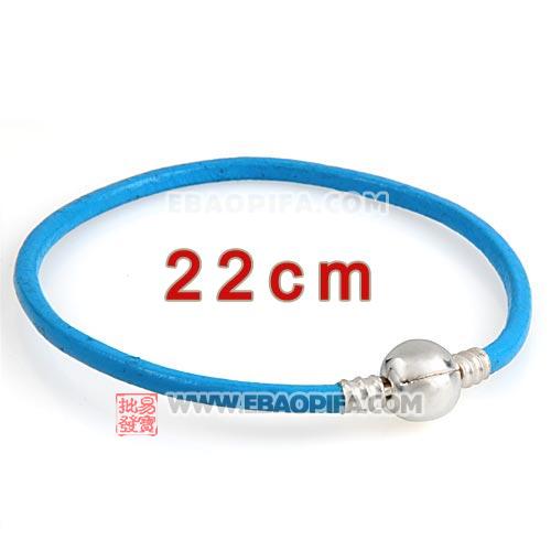 蓝色22cm牛皮绳手链