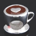 镀银处理心形滴油咖啡杯925纯银珠子厂家直销生产批发