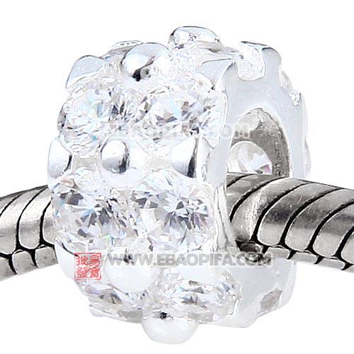 白色锆石2圈925纯银珠子厂家生产直销