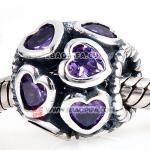 心形紫色锆石925纯银间隔珠子厂家生产直销