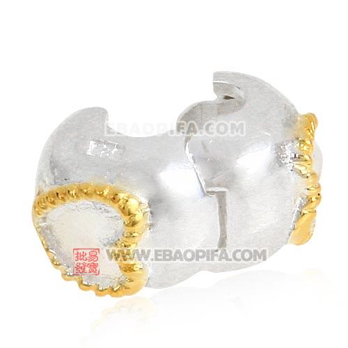 金色心形圆珠定位扣925纯银珠子生产直销批发