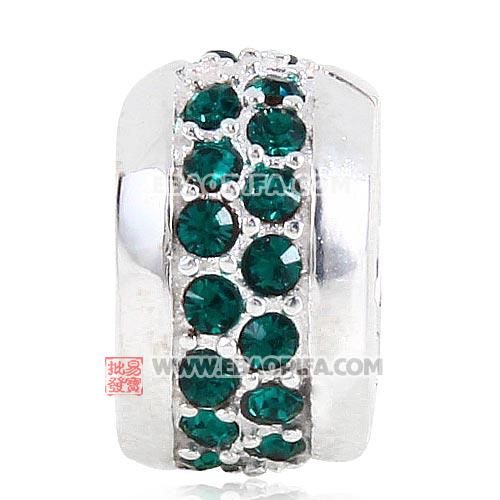 绿色两排奥钻925纯银夹扣珠子厂家生产直销批发
