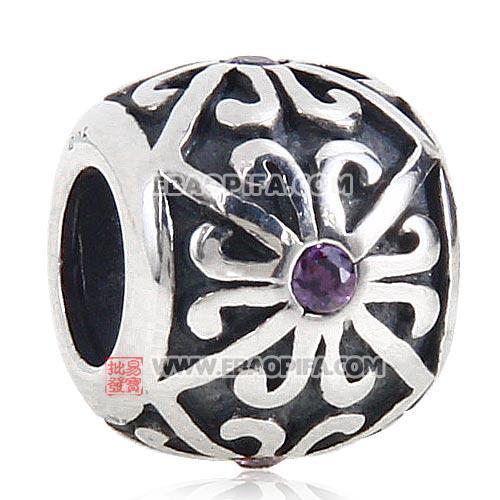 仿古紫色锆石925纯银珠子厂家生产直销批发