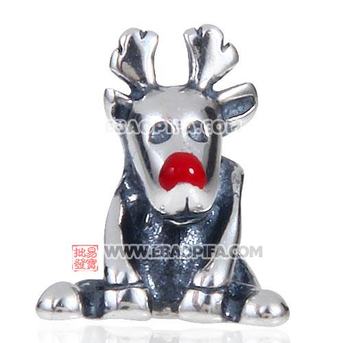 红鼻子圣诞小鹿925纯银珠子厂家生产直销批发