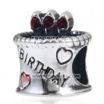 红色奥钻点蜡烛生日蛋糕心形图案925纯银珠子厂家生产直销批发