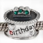 绿色奥钻点蜡烛生日蛋糕心形图案925纯银珠子厂家生产直销批发
