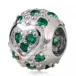 心形绿色锆石925纯银珠子厂家生产直销批发