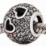 黑钻石进口奥地利水钻圆珠心形款925纯银珠子生产批发